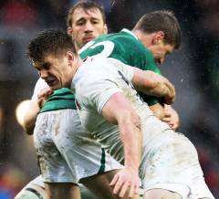 This one's for you, Pa: Owen Farrell and Head Boy Chris Robshaw smash Ronan O'Gara