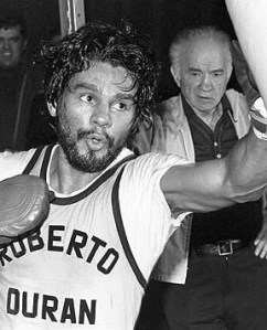 Roberto Duran, the original Manos de Piedra or "Hands of Stone" – great for boxing, not so great for catching a slippy rugby ball. 