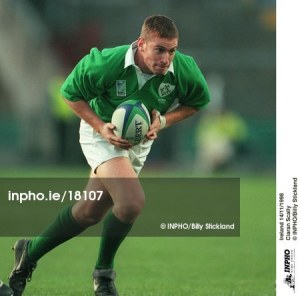 Cieran Scally makes a break for Ireland in November 1998. Only a couple of months out of his teenage years, Scally's first two appearances at international level saw him score a couple of tries, but even at that stage he wasn't operating at 100% fitness. His injury opened the door for year-mate Peter Stringer – his stylistic opposite as a scrum-half – and the Munster man went on to have a brilliant international career [photo credit: Billy Stickland/INPHO].