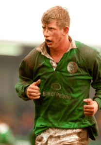 Leo Cullen [looking bigger than in his later playing days] in his Irish U21 days. 